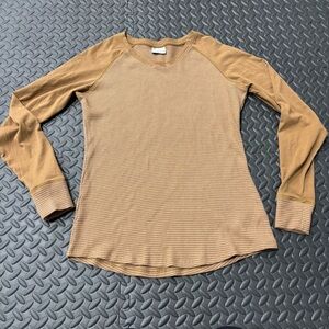 Columbia Women Thermal Waffle Activewear Long Sleeve Shirt Large Brown